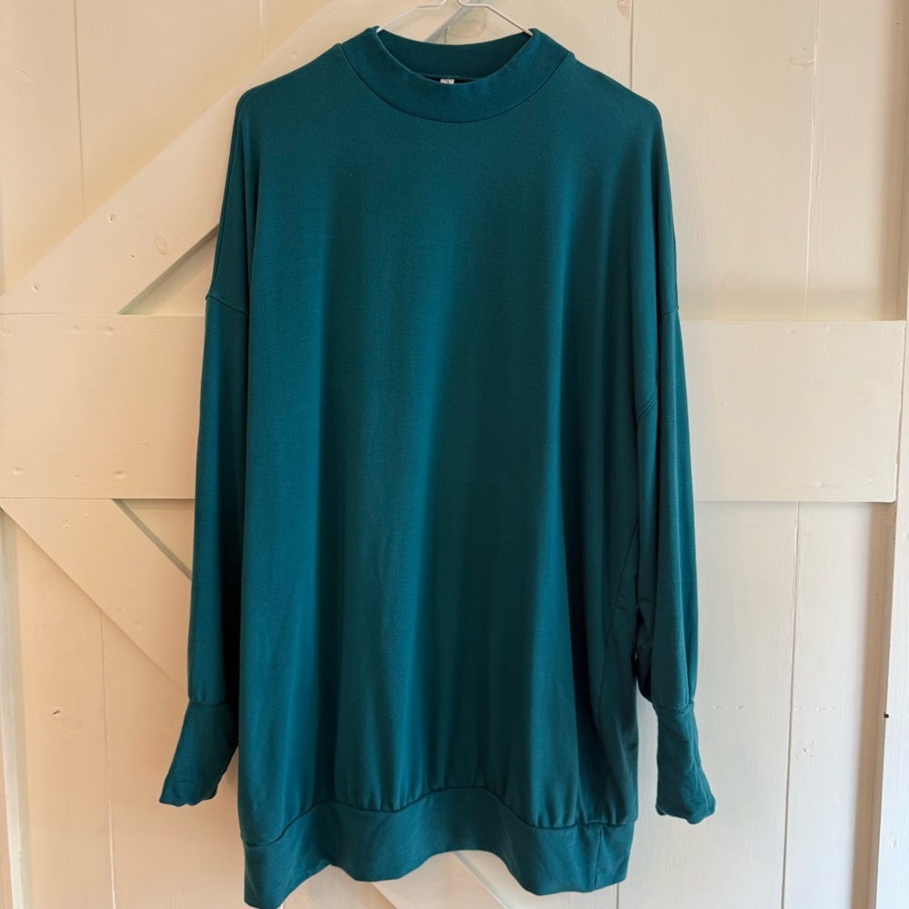 Fabletics‎ Women’s Jody Mock Neck Pullover Sweatshirt Teal Medium Athleisure